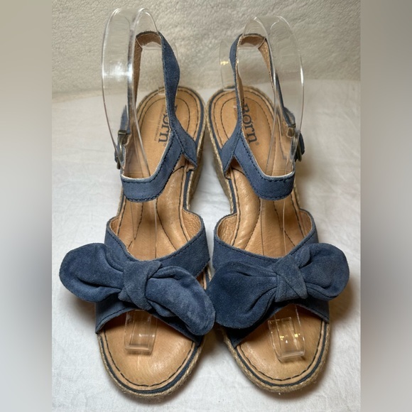 Born Shoes - Born womens sandals espadrille suede leather‎ blue bow detail comfortable cute 7